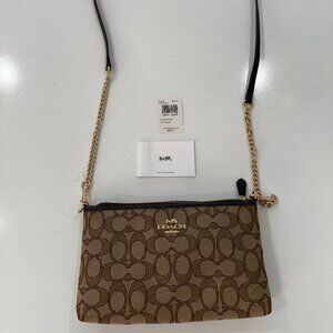 Coach Zip Top Crossbody Purse in Signature Canvas 91679 NWOT